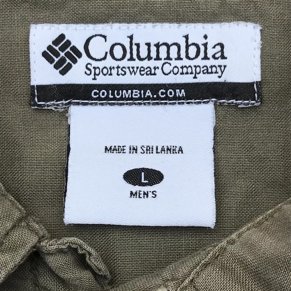 SOLD Columbia Men's Short-Sleeve Shirt L Army Green Front Pocket - Picture 5 of 8